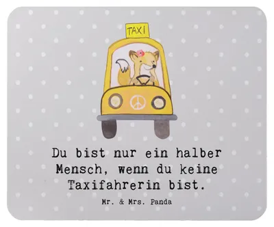 Produktbild von Mr. & Mrs. Panda Mauspad Taxifahrerin Herz - Grau Pastell - Geschenk, computer mousepad, Mouse Pad, laptop