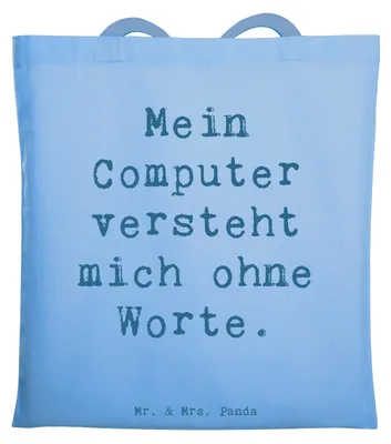 Produktbild von Mr. & Mrs. Panda Tote Bag Spruch Verständnisvoller Softwareentwickler - Sky Blue - Geschenk, Softwareentwicklung, Tasche, Jutebeutel, Beziehung, Berufe, Beruf, Jutetasche