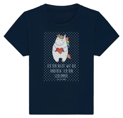 Produktbild von Mr. & Mrs. Panda Babyshirt Einhorn Herz 6. - 12. Monat - French Navy - Geschenk, Witzig, Kinder T-Shirt, Baby, Shirt, Einhörner, Unicorn, Bunt, , Oberteil, Freundin