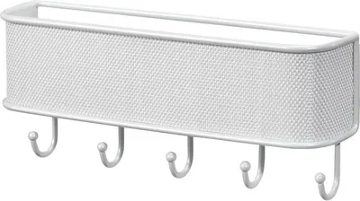 Produktbild von mDesign Schlüsselbrett Briefablage Wandmontage 5 Haken Metall Weiß