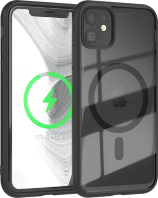 Produktbild von EAZY CASE Clear MagSafe Case für Apple iPhone 11, Qi-Charging, Silikon mit Kameraschutz, Bumper Case in Schwarz