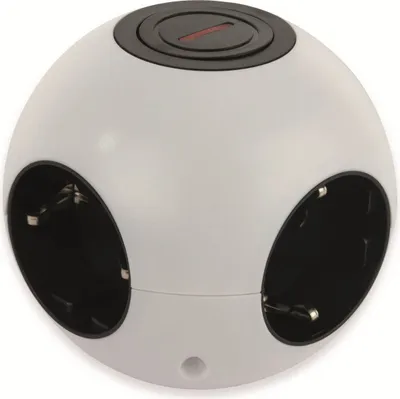 Produktbild von REV Steckdosenwürfel Powerglobe 4-fach mit Schalter weiß-schwarz