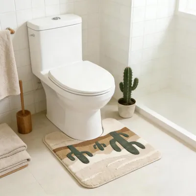 Immagine prodotto di Omgoods - Tappetino da bagno morbido con motivo floreale, 50 x 50 cm
