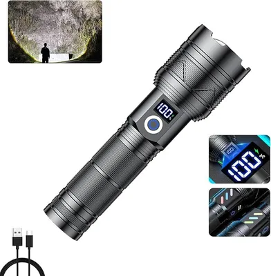 Produktbild von Taschenlampen,mit hoher Lumenzahl, wiederaufladbar, 250000 Lumen, superhell , leistungsstarke LED, für Camping, Wandergeschenk,für Notfälle