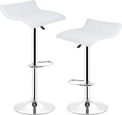 Produktbild von Barhocker Polyurethan2er Set, Barstuhl Höhenverstellbar (63-83) cm, mit fußstütze (Weiß)