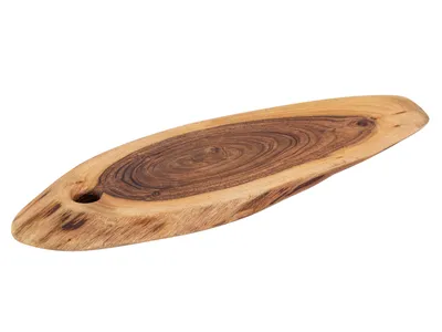 Produktbild von Servierbrett Baumscheibe Schneidebrett Serviertablett Akazie massiv 60 x 30 cm