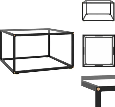 Productafbeelding van vidaXL Salontafel zwart met hardglazen blad, 60x60x35 cm - Salontafels