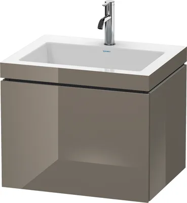Produktbild von Waschtischunterbau L-CUBE m WT Vero Air 500x600x480mm 1 HL fla gr 1 Hahnloch flannel grey hochglanz