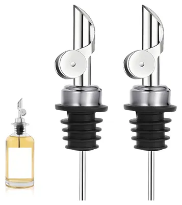 Edelstahl-Ausgießer für Öl & Wein, 2 Stück, silber