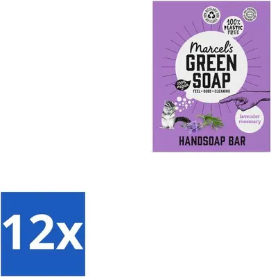 Immagine prodotto di Marcel's Green Soap - Sapone per le mani - Lavanda e rosmarino - Trattamento delicato - 90 gr - Confezione risparmio - 12 barrette