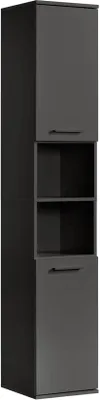Produktbild von mokebo® Bad Hochschrank in Anthrazit-Schwarz 'Der Kapitän', Badezimmerschrank schmal oder Badschrank, auch als Badezimmerhochschrank & Badregal Badezimmer aus Holz in 180x33x34 (HxBxT in cm)
