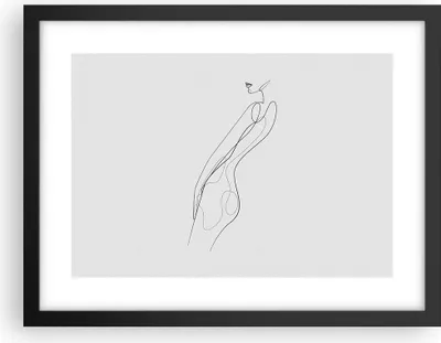 Produktbild von Gerahmtes Poster - Schwarzer Rahmen - Kontur Frau Minimalismus - 40x30 cm - Wand Bild - Wanddeko - Wandbilder - Wandposter - Bilderrahmen - Bilder - Kunstdruck - Wandbild - P2BAA40x30-4242