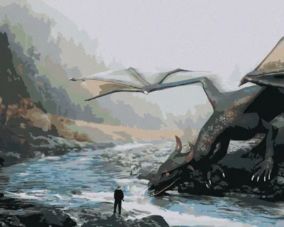 Produktbild von Zuty - Malen nach Zahlen - DRACHE AM FLUSS, 40x50 cm, ohne Keilrahmen