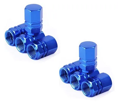 Immagine prodotto di Tappi per valvole in alluminio, colore blu, confezione da 8, adatti per auto, SUV, camion, motociclette e biciclette
