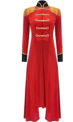 Produktbild von Damen Zirkusdirektorin Kostüm Mantel Set Gr. XL – Eleganter Frack mit Hut & Handschuhen | Party, Karneval, Fasching & Halloween