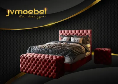 Immagine prodotto di Lusso Boxspring Camera da letto Letti Design Mobili Velluto Materasso Completo