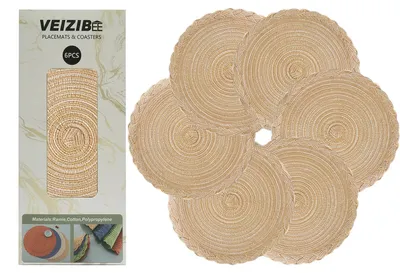 Produktbild von runde gewebte Platzsets, hitzebeständig, 30 cm Durchmesser, 6 Stück, für die Küche