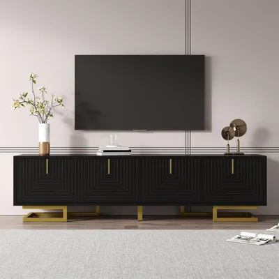 Immagine prodotto di Mobile TV con dettagli dorati, dimensioni 160x38x44,5 cm, colore nero