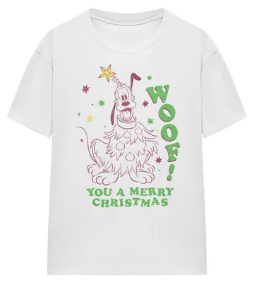 Obrázek produktu pro Tričko s motivem Mickey Mouse – "Woof You A Merry Christmas" – dámské, model TV35455 (velikost XXL), bílé barvy
