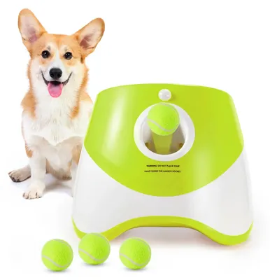 Image de Lanceur de balles automatique pour chiens - Jouet électrique pour chiens - Balles de tennis - Pour les jeux de rapport - Piles non incluses