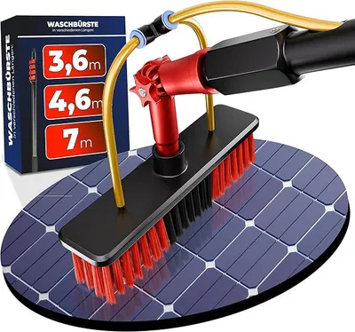 Produktbild von Teleskop Waschbürste | 4,6 Meter | Aluminium | Als Wintergarten Reinigungsset | Terrassendach Reiniger | PV Anlage Reinigung | Waschbürste mit Teleskopstiel | Teleskopbürste mit Wasseranschluss