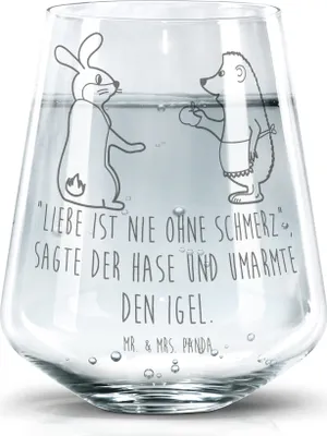 Produktbild von Mr. & Mrs. Panda Glas Hase Igel - Transparent - Geschenk, Becherglas, und, Trennungsschmerz, Glasbecher, Tumbler, Herzschmerz, Wasserbecher, Wasserglas, Lustige Sprüche