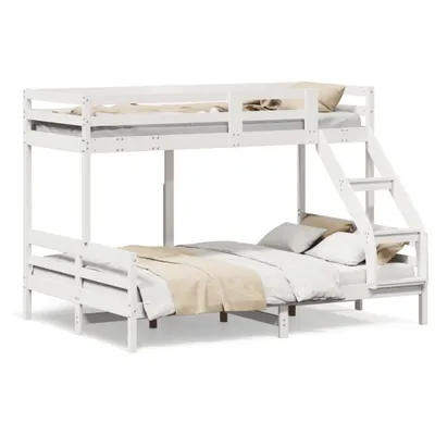 Image de vidaXL Lit superposé 80x200/140x200 cm blanc pin massif