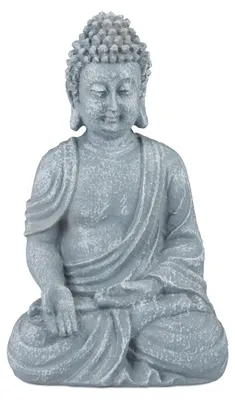 Sitzende Buddha-Figur 30 cm, Kunststein, lichtgrau, wetterfest