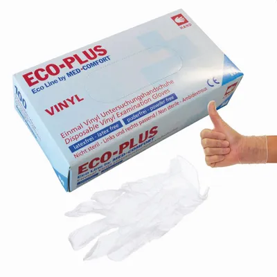 Produktbild von ECO-PLUS 5 24 63 02 Einmalhandschuhe Größe M 100 Stück Vinyl weiß