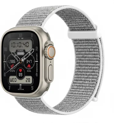 Produktbild von Smartwatch Armband für Apple Watch Ultra 2 49mm Nylon Textil Band Ersatzband Wechselband Klettverschluss flexibel atmungsaktiv Grau