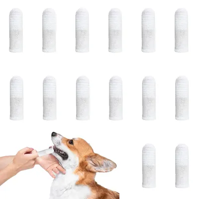 Produktbild von Fingerlinge Zahnbürste Hund Katze 100 Stück Stoff Wiederverwendbar