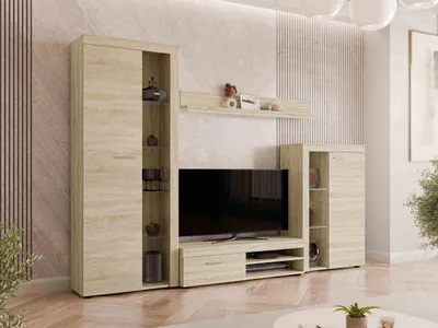 Produktbild von MIRJAN24 Wohnwand Farso, Design Wohnzimmer-Set, Schrankwand, Mediawand, Modernes Anbauwand (ohne Beleuchtung, Sonoma Eiche)