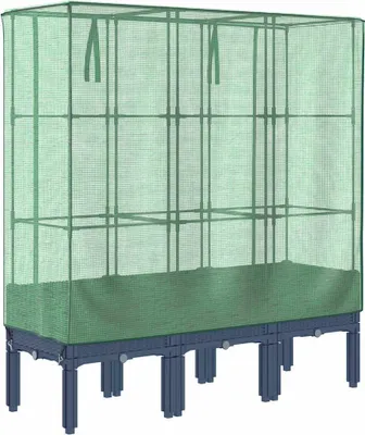 A greenhouse attachment for a raised garden bed, shown on a white background.