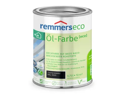 Produktbild von Remmers Öl-Farbe [eco] tiefschwarz (RAL 9005) 0,75 l, Holzlack