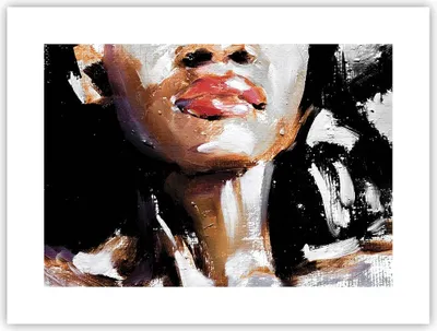 Produktbild von Poster - Poster ohne Rahmen - Öl Mund Frau - 40x30 cm - Wand Bild - Wanddeko - Wandbilder - Kunstposter - Wandposter - Bilder - Kunstdruck - Wanddekoration - Wandbild - P2XAA40x30-4724