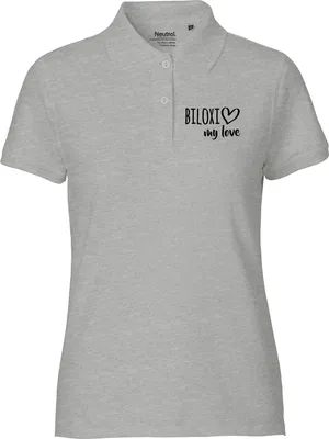 Produktbild von Huuraa Damen Polo Shirt Biloxi my love M Sport Grey Bio Baumwolle Fairtrade Poloshirt Geschenkidee