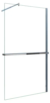 Produktbild von AICA_90x200cm Walk in Duschwand mit Stabilisator 8mm NANO ESG-Glas mit Duschregal Handtuchhalter Duschtrennwand F123