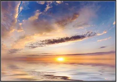 Produktbild von Wallario Wandbild Sonnenuntergang über dem Wasser, Größe: 70,30 x 100,30 cm, Poster mit schwarzem Aluminiumrahmen