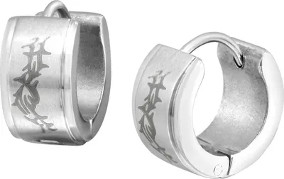 Produktbild von 316L Chirurgenstahl Klappcreolen Ohrringe 13mm mit Tribalmotiv