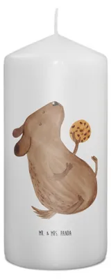 Produktbild von Mr. & Mrs. Panda Kerze Hund Keks 15 x 7 cm - Weiß - Geschenk, Erinnerungskerze, Erinnerungslicht, Wachskerze, Hundeleckerli, Hungrig, Stumpenkerze, Blockkerze, glücklich