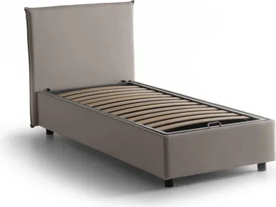 Produktbild von Einzelbett Dbacchi, Containerbett mit Stoffbespannung, 100%  Italy, Frontöffnung, passend für Matratze Cm 80x200, Turteltaube