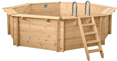 Produktbild von Interline Bali Rund 5,30 m, Gerahmter Pool, Erwachsener & Kind, Leiter, Holz, 747,5 kg