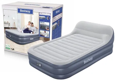 Produktbild von Bestway® TriTech® Doppelluftbett SleekFlow™ mit Kopfteil & integrierter Elektropumpe 226 x 152 x 84 cm