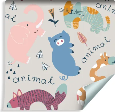 Produktbild von 10m VLIES TAPETE Rolle Kinderzimmer Frühliche Bunte Tiere XXL