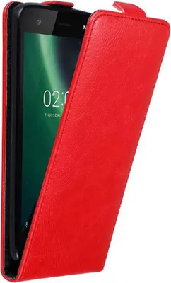 Produktbild von Cadorabo Hülle für Nokia 2 2017 Schutz Hülle in Rot Flip Etui Handyhülle Case Cover