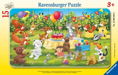 Image de Ravensburger Kinderpuzzle - 12004042 Fête d'anniversaire des animaux - Puzzle cadre pour enfants à partir de 3 ans, avec 15 pièces