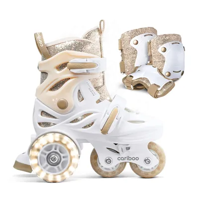 Produktbild von Kinder-Rollschuh-Set Cariboo Ballerina + goldene Schützer - XS