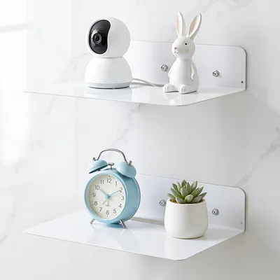 Image de 2 étagères adhésives blanches, 23 cm