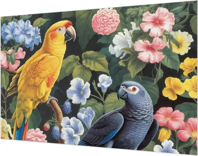 Zdjęcie produktu dla Tapeta ścienna – tapeta dekoracyjna do salonu – folia tapetowa do dekoracji ścian – 104 x 70 cm – Egzotyczne ptaki