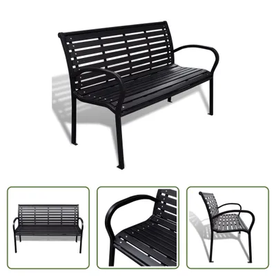 Zdjęcie produktu dla Ławka ogrodowa Living Store 125 cm stal i WPC czarna